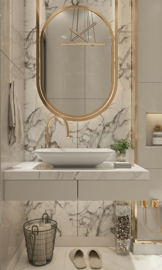 Refurbished marble bathroom